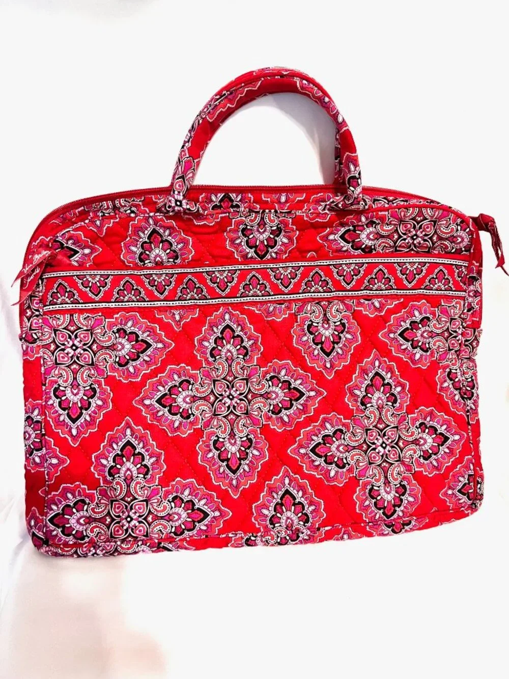 Vera Bradley Frankly Scarlett Quilted Red/Pink Mix Laptop/I Pad Zip around Case